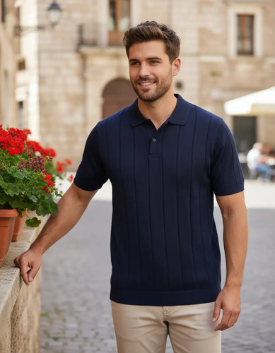Camisa Polo Masculina Tricot Canelada Original