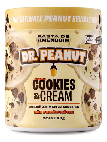 Pasta de Amendoim Dr. Peanut sabor Cookies & Cream 600g