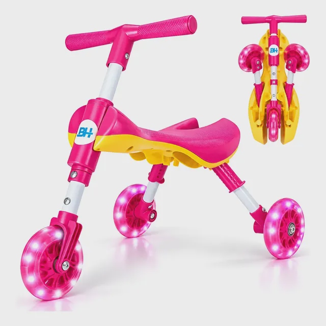 Triciclo infantil 3 rodas bimba sem pedal dobravel com led
