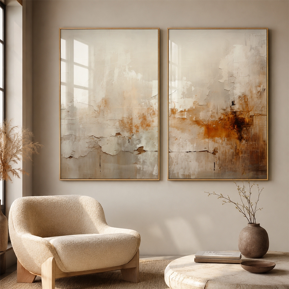 Quadro Decorativo Abstrato Reflexo do Outono 2 Telas Díptico Sala Quarto Escritório Decoração | Shopee Brasil
