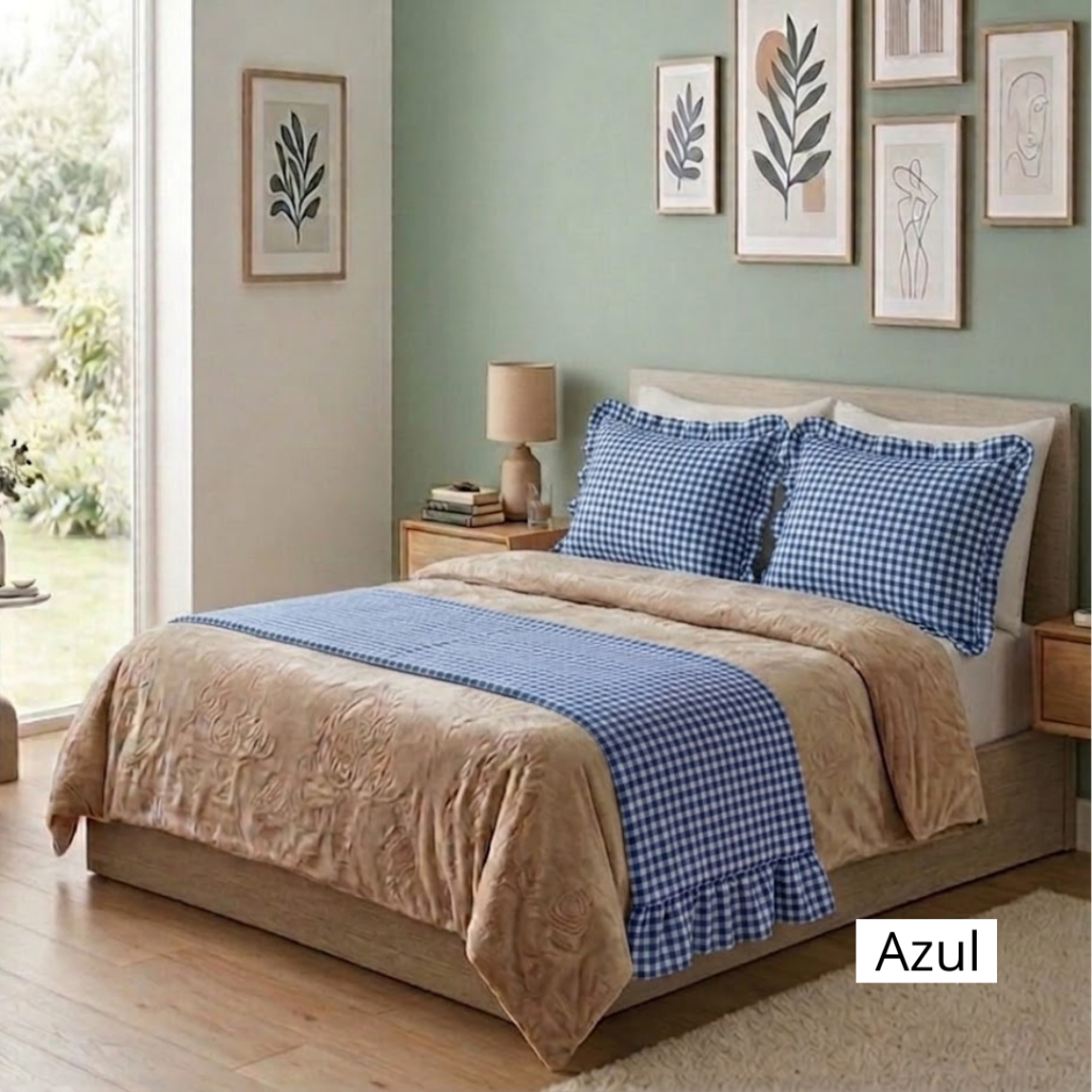 Peseira Farm Kit 2 Fronhas Xadrez para Cama Casal