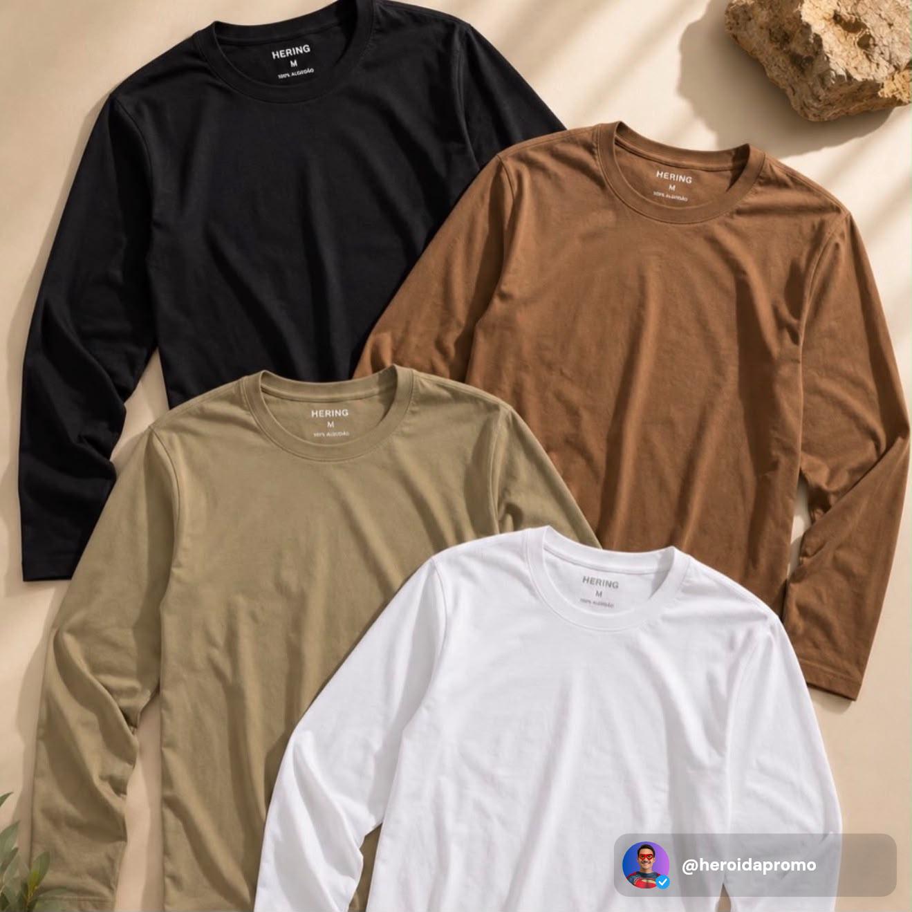 Camiseta Masculina Manga Longa Slim Hering P ao XXG