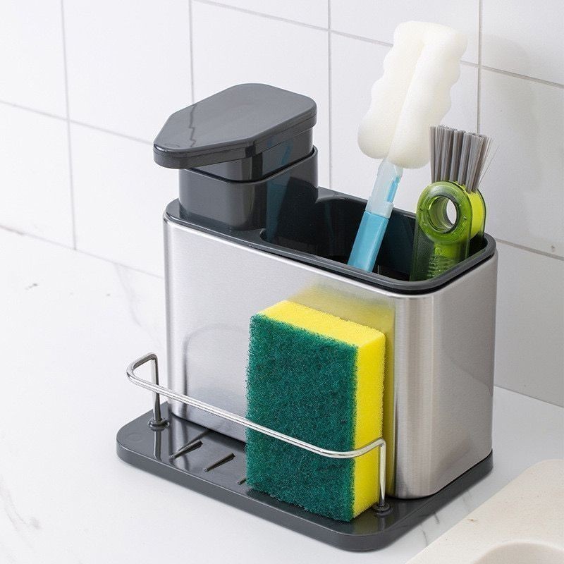 Porta Detergente Rack Armazenamento De Cozinha Organizador Dispensador De Sabão Aço Inox Para Pia | Shopee Brasil