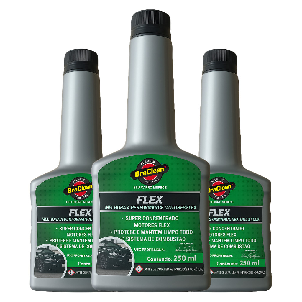 Kit 3 Aditivo Combustivel Flex 250ml limpeza de bicos e sistema via tanque BraClean | Shopee Brasil