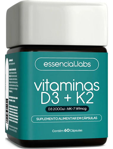 Vitamina D3 + K2 Menaquinona-7 60 Cápsulas