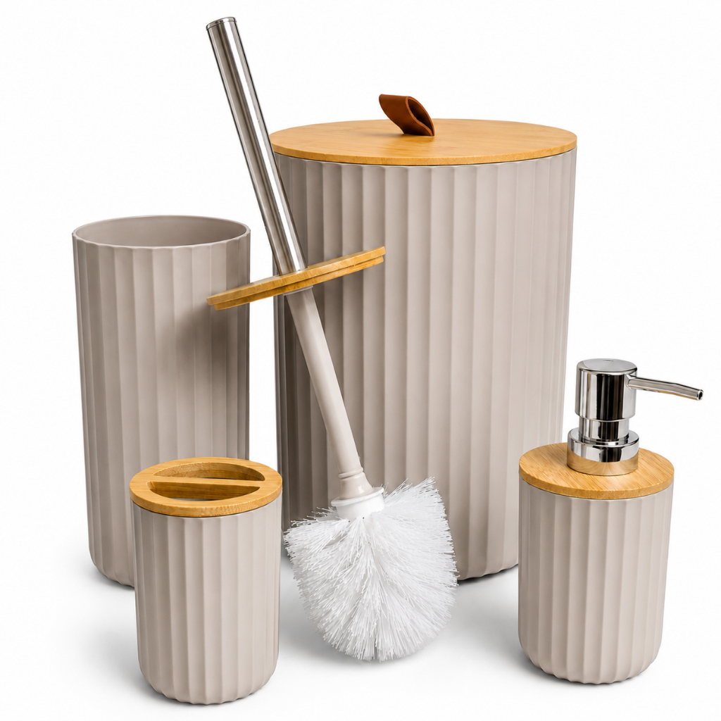 Kit Lavabo Banheiro 4 peças com lixeira 6,5L e escova