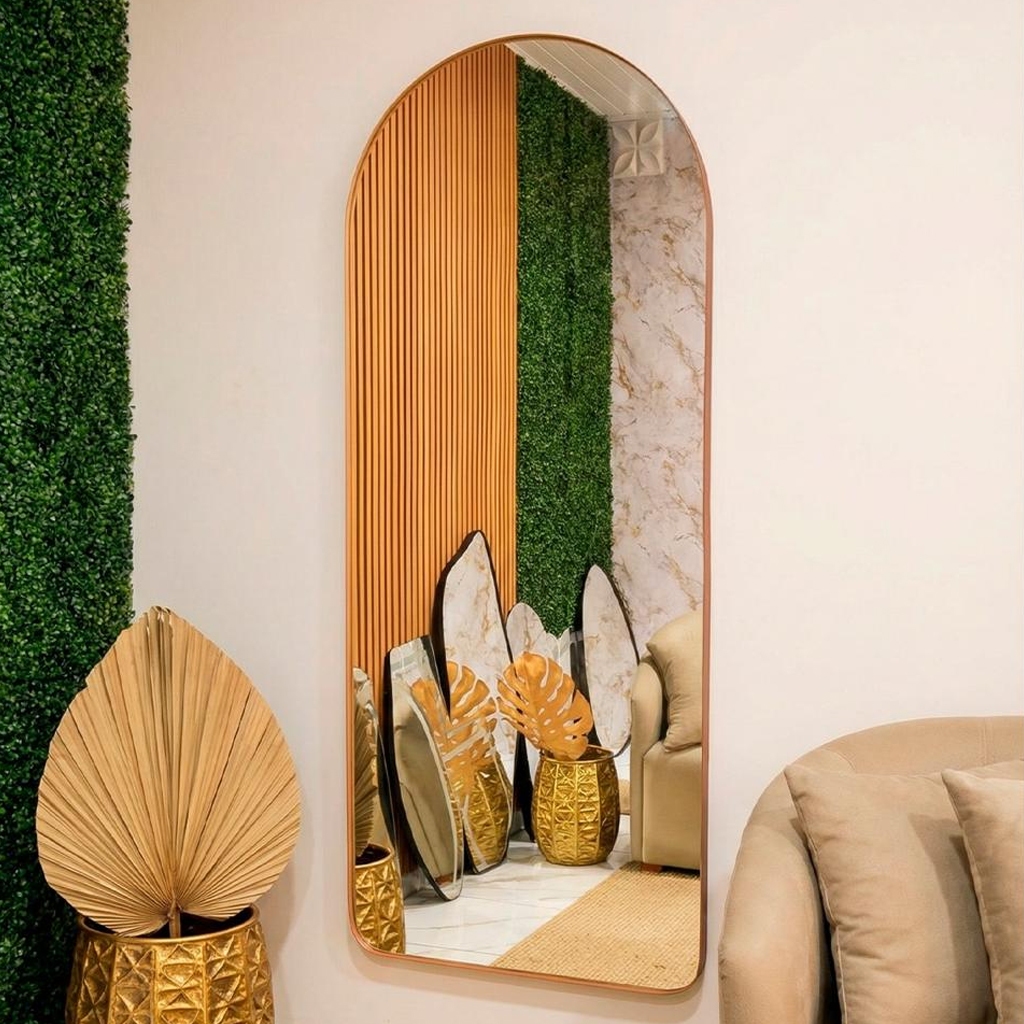 Espelho Oval Base Reta Corpo inteiro Moldura de Couro Madri Quarto Sala Salão Loja | Shopee Brasil