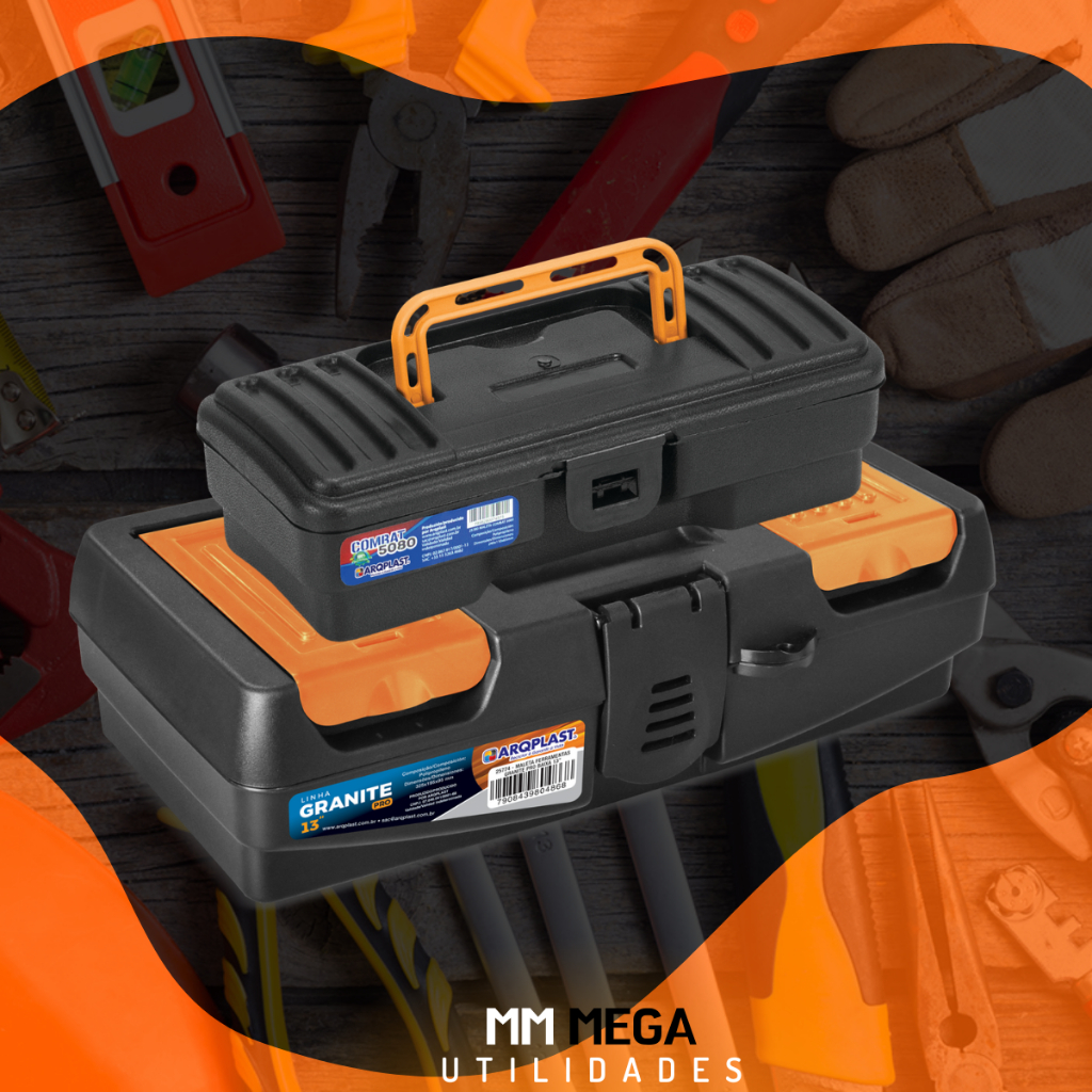 Kit 2 Maletas de Ferramentas Caixa Plástica Média Resistente | Shopee Brasil