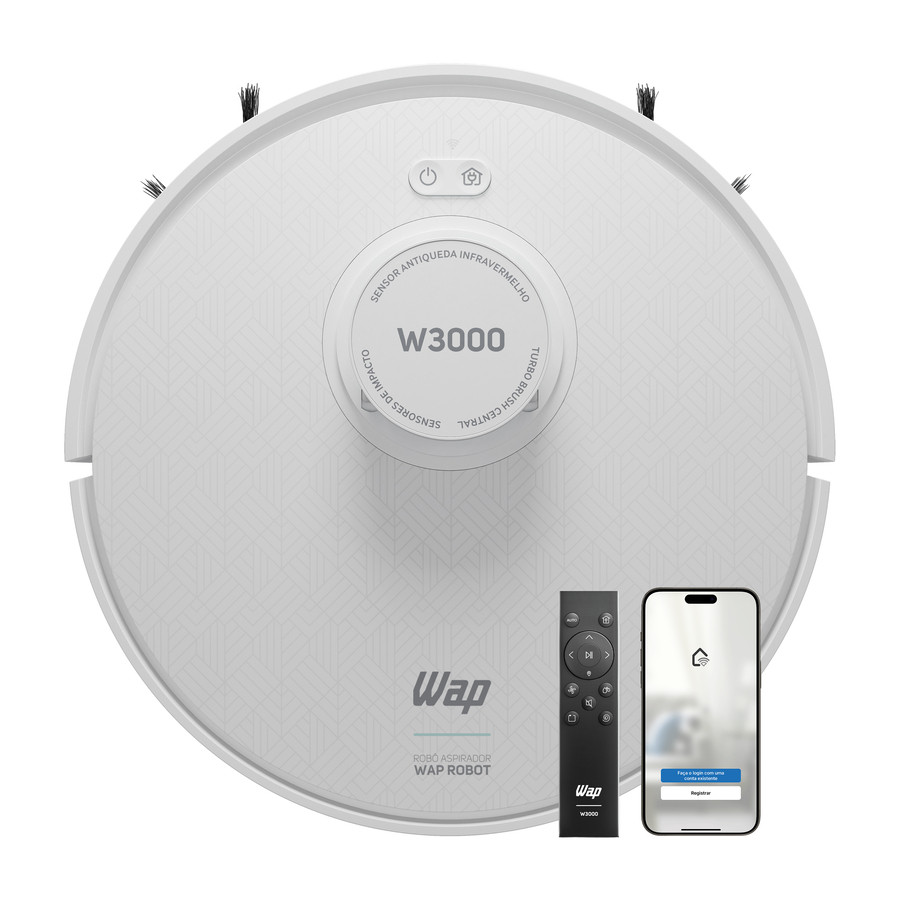 Robo Aspirador de Po WAP Robot W3000 Bivolt Branco e Turquesa