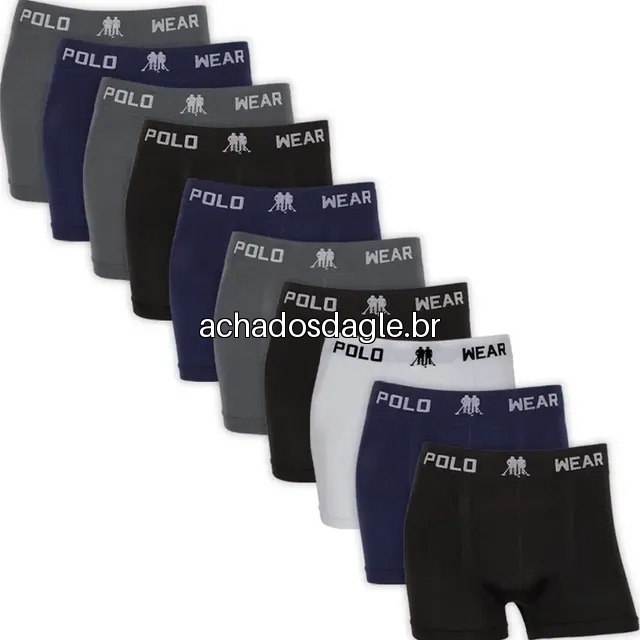 Kit 10 Cuecas Masculinas Boxer Microfibra Polo Wear Sortido