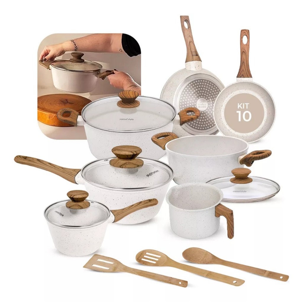 Jogo de Panelas Indução Kit 10 Peças Style Cook Marmol