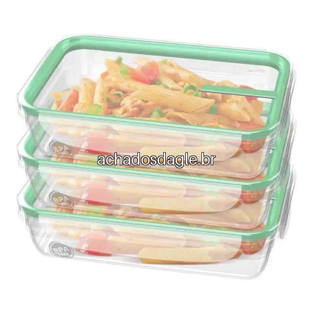 Kit 3 Potes Hermeticos Plastico Sanremo Freshy 820ml Transparente