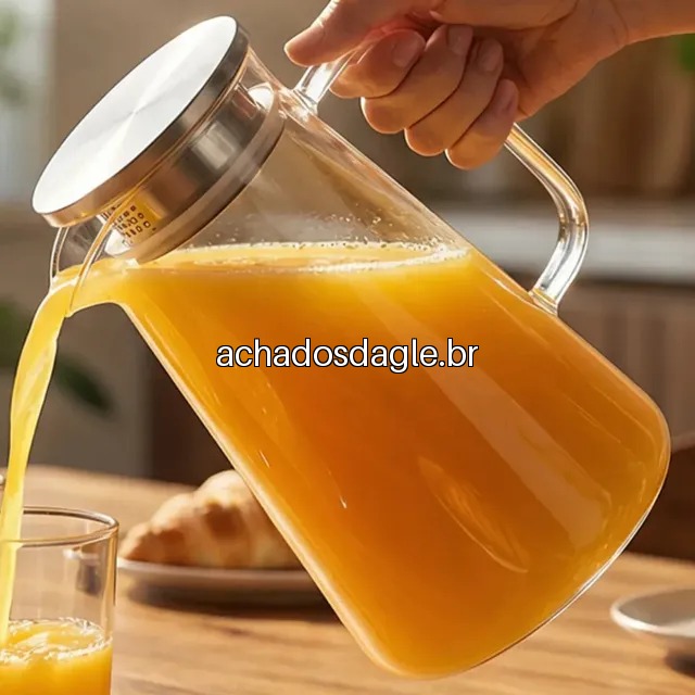 Jarra de Vidro Borossilicato 1,8L Tampa Inox Hermética