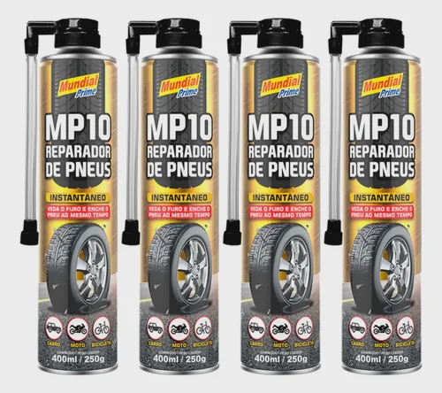 4 Reparo Pneu Instantâneo Furo Veda Enche Carro Moto Bike