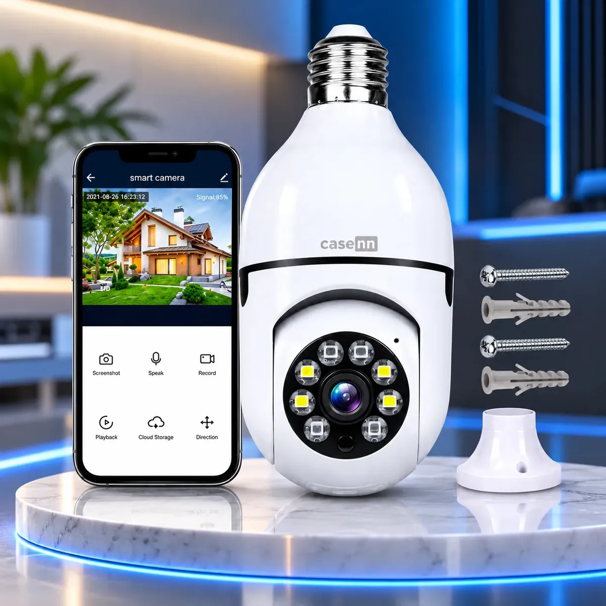 Câmera Lâmpada de Segurança Casenn IP WiFi Externa Yoosee 360º