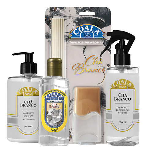 Kit Coala Home Chá Branco Com Difusor 100ml E Spray 260ml