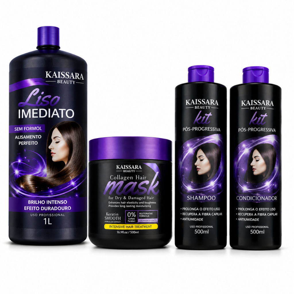 Kit Progressiva Kaissara Beauty com Shampoo, Condicionador e Máscara