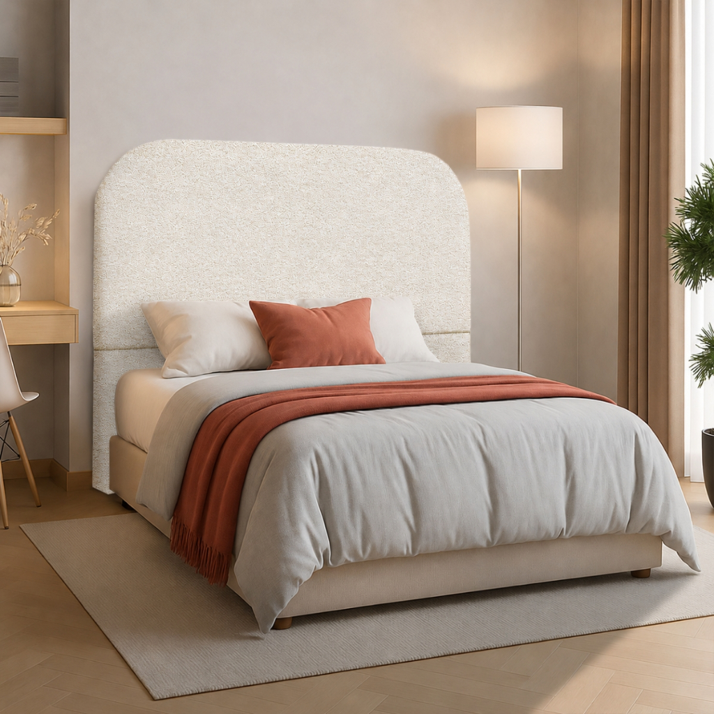 Cabeceira Orgânica 140cm Boucle Premium para Cama Box Casal