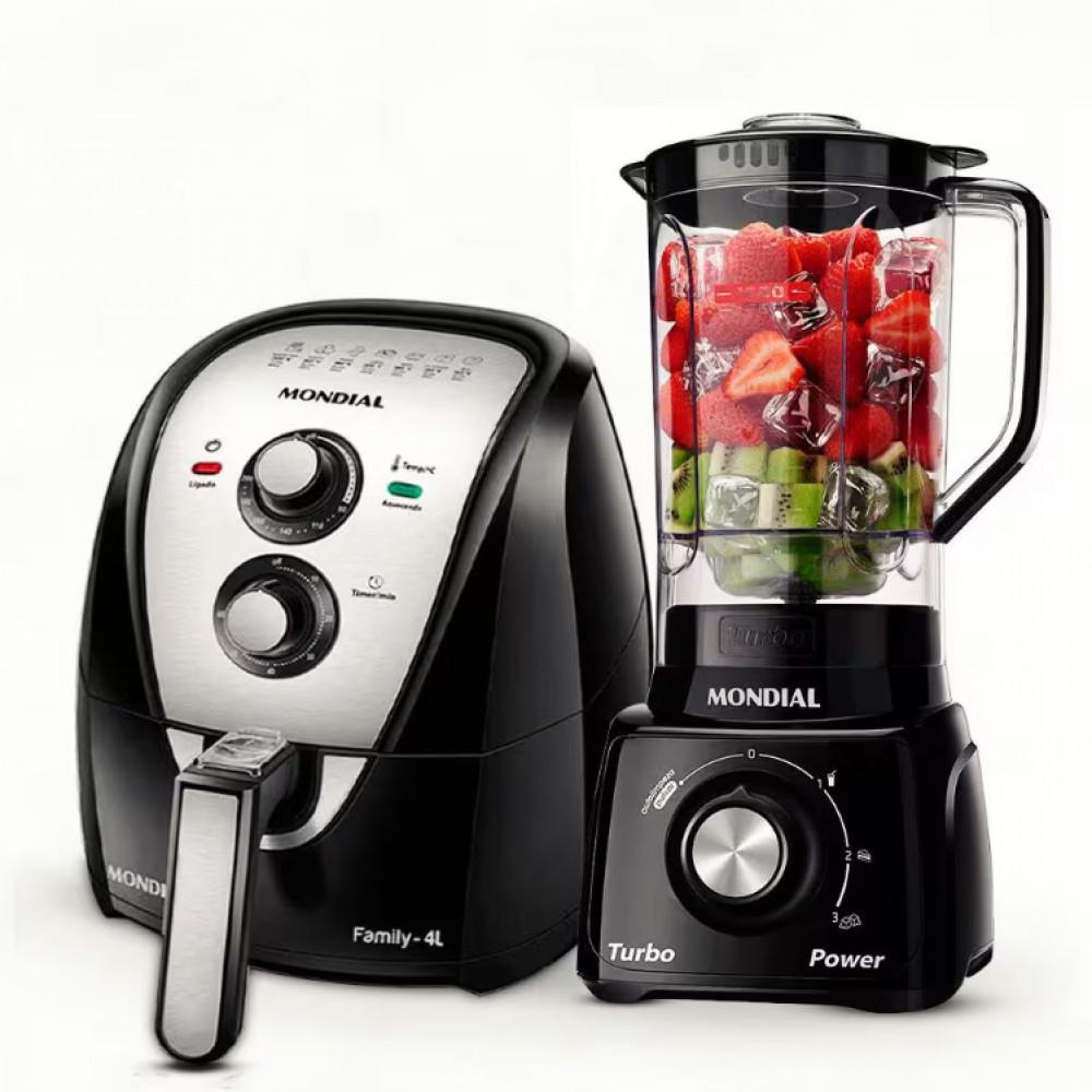 Kit Fritadeira Air Fryer AFN40BI 4L e Liquidificador L-99 FB 500W Mondial