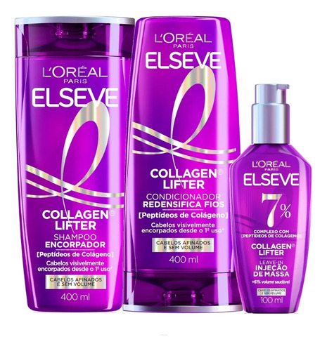 Kit L'Oréal Paris Elseve Collagen Lifter Shampoo 400ml + Condicionador 400ml + Sérum 100ml