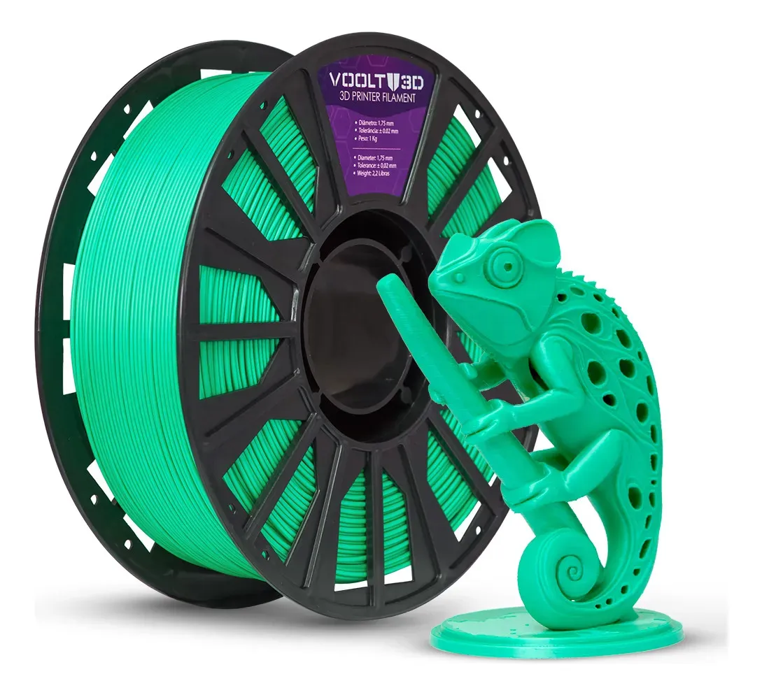 Filamento Voolt 3d Pla Verde Efeito Fosco Velvet Premium 1kg Verde Velvet