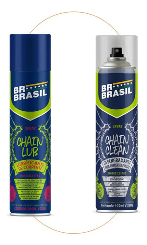 Kit Br Brasil Lubrificante + Desengraxante Spray Para Moto