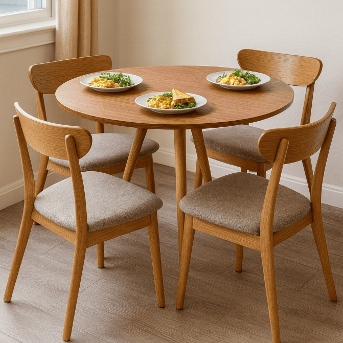 Mesa de Jantar Tampo de Madeira Redondo 70 / 80 cm Base 3 Pés Palito | Shopee Brasil