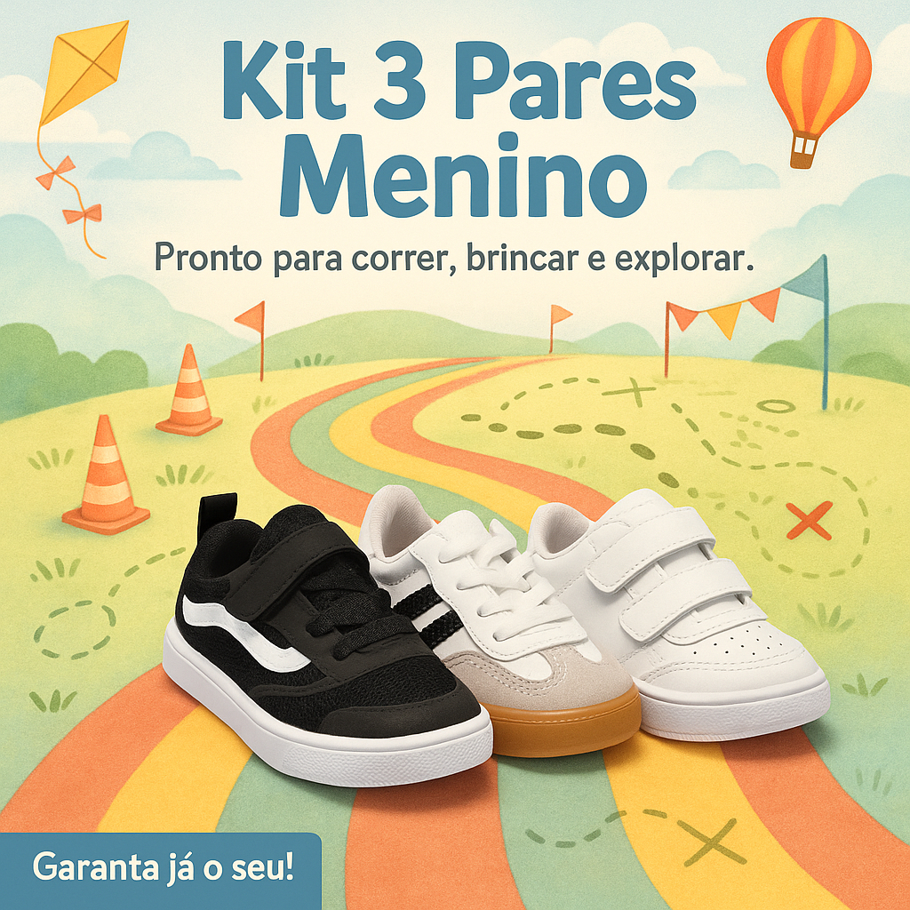 Kit 3 Tênis Bebê Menino