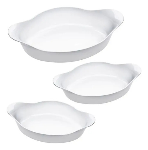 Marinex Conjunto de Assadeiras Oval Opaline 3 Peças Branco