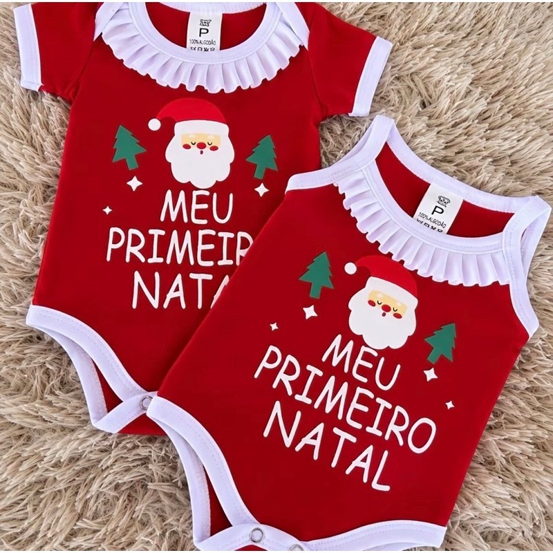 Kit 2 Peças Body Temático de Natal para Bebê Menino e Menina