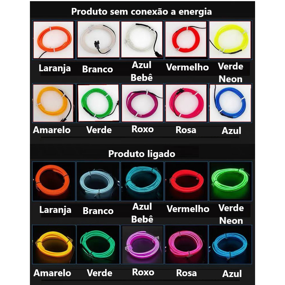 Fita de Led Neon para Painel Interior de Carro