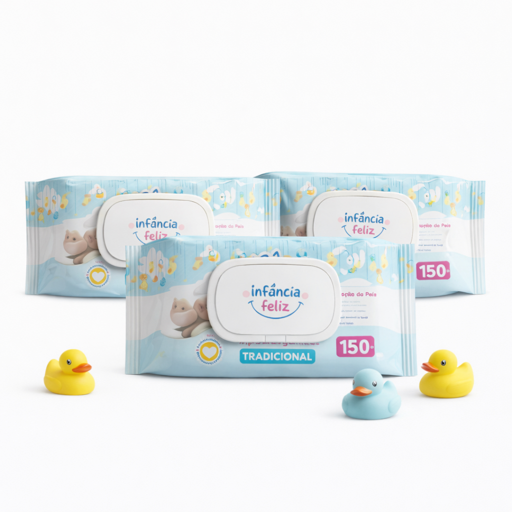 Kit 3 Toalhas Umedecidas Infância Feliz 150 Folhas C/ Tampa Lenço Umedecido | Shopee Brasil