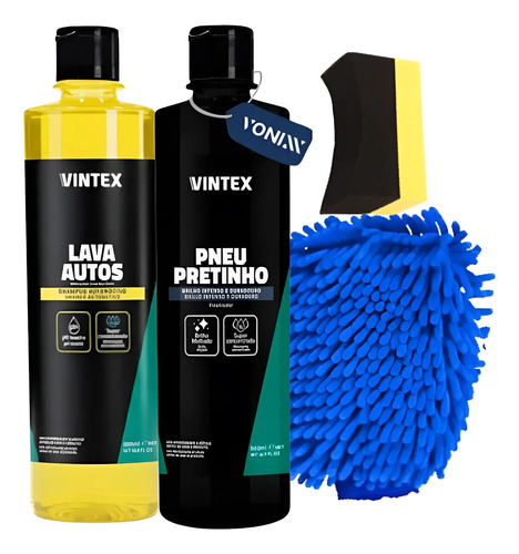 Kit Lava Autos e Pneu Pretinho 500ml com Luva