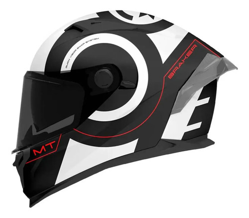 Capacete de Moto MT Braker SV Inox A0 Branco Preto Brilhante