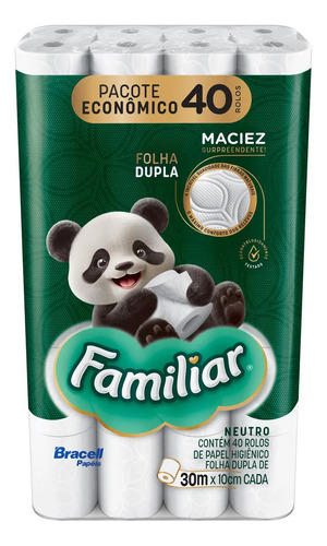 Papel Higiênico Familiar Folha Dupla 40 Rolos