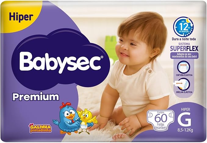 Fralda Babysec Premium Hiper Galinha Pintadinha G 60 unidades