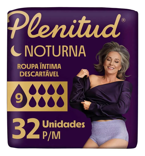 Roupa Íntima Descartável Plenitud Noturna Máxima Absorção P/M 32un