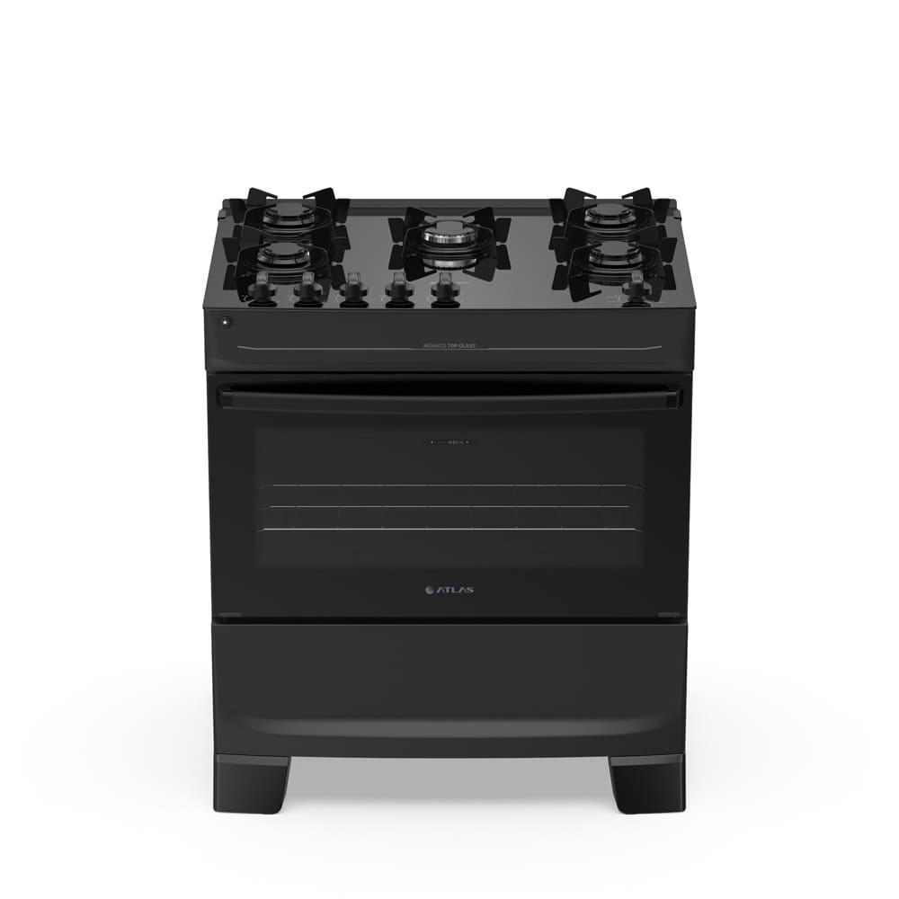 Fogao Atlas Monaco Top Glass 5 Bocas Bivolt Mesa de Vidro