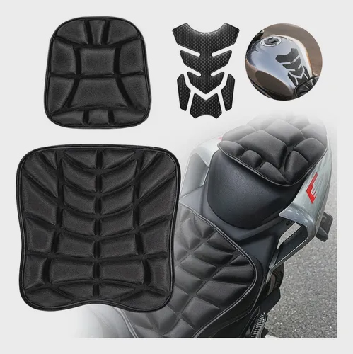 Kit 2 Capas de Almofada para Banco de Moto Conforto Eva Respirável Preto