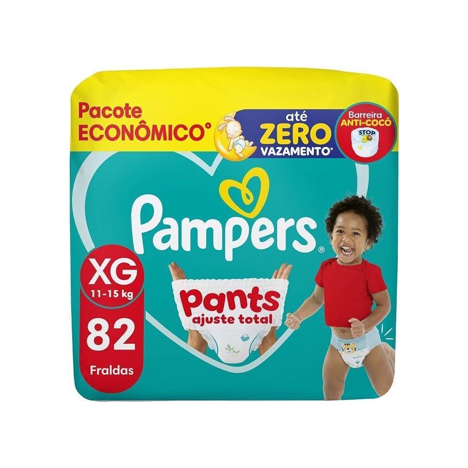 Fralda Pampers Pants Ajuste Total XG com 82 unidades