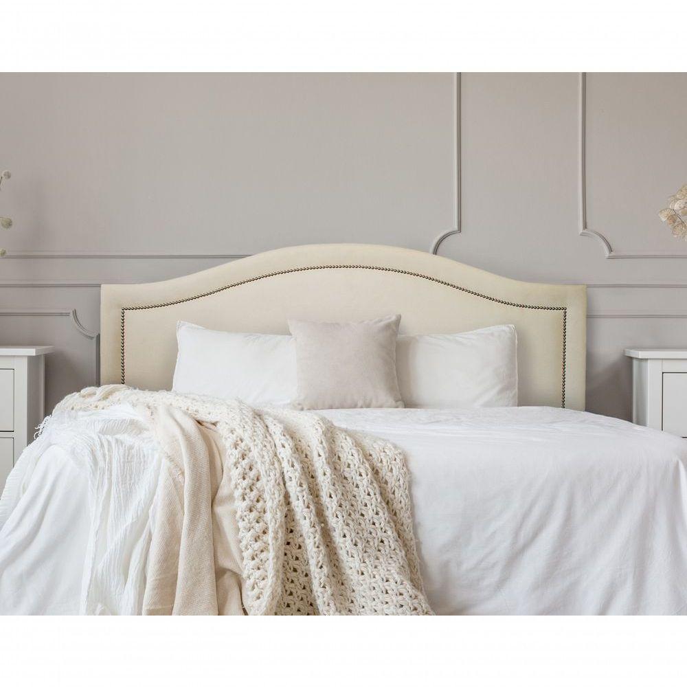 Cabeceira Queen Curva Luxo 160x60 Suede Off White