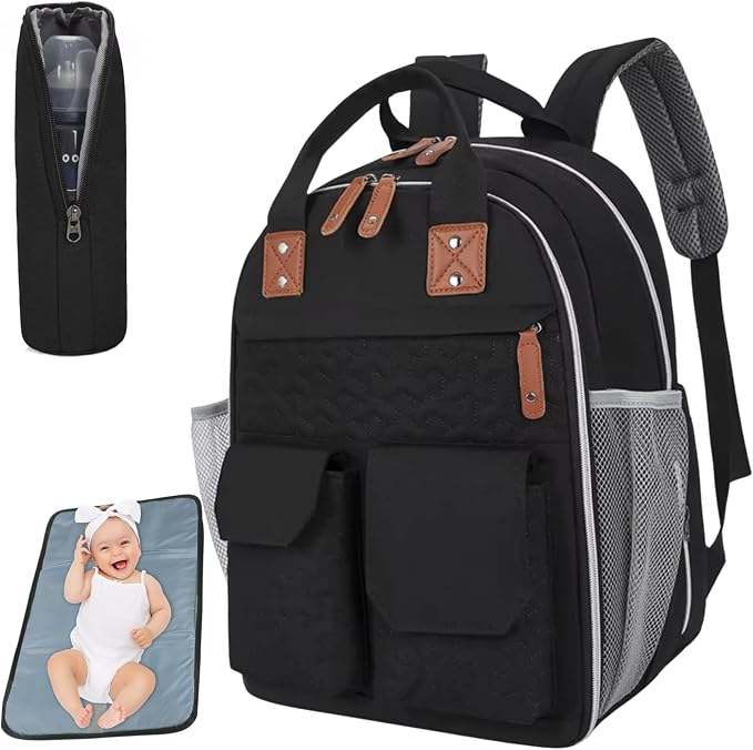 Kit Mochila Maternidade + Trocador de Fraldas + Porta Mamadeira