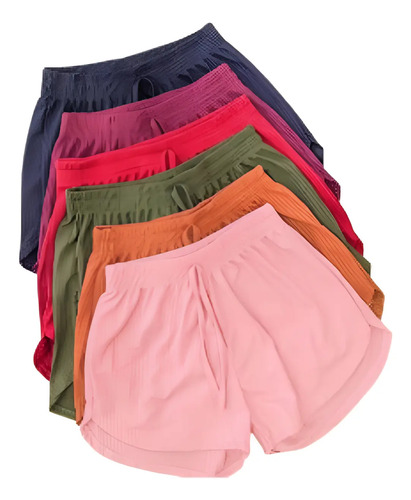 Kit 5 Shorts Malha Canelada Moda Praia