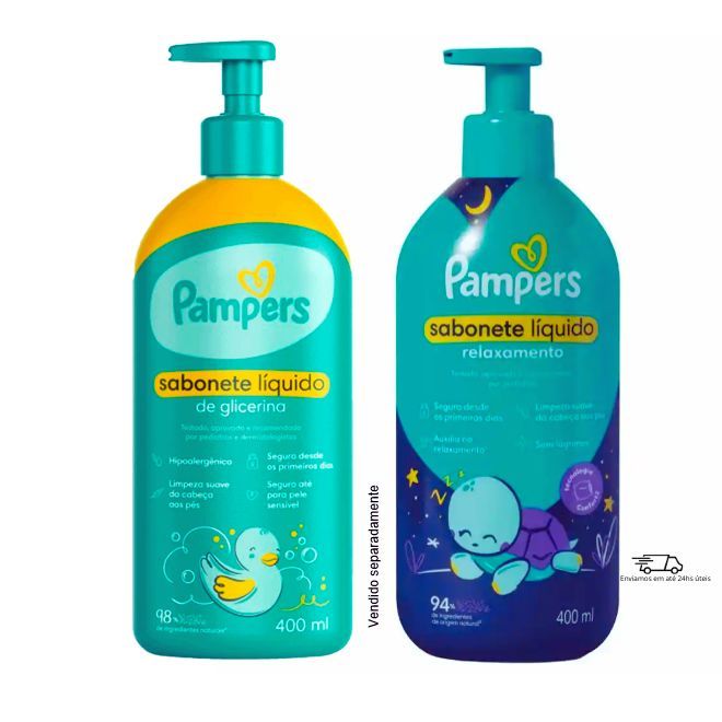 Pampers - Sabonete Shampoo Liquido Glicerina Bebe Criança 400ml | Shopee Brasil