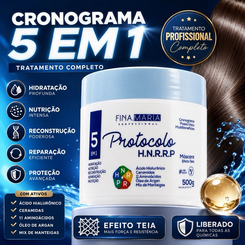 Cronograma Capilar 5 em 1 Teia Passo Único H.N.R.R.P Fina Maria