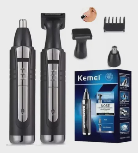Aparador de Pelos Kemei KM-6511 para Nariz e Orelhas Sem Fio Preto