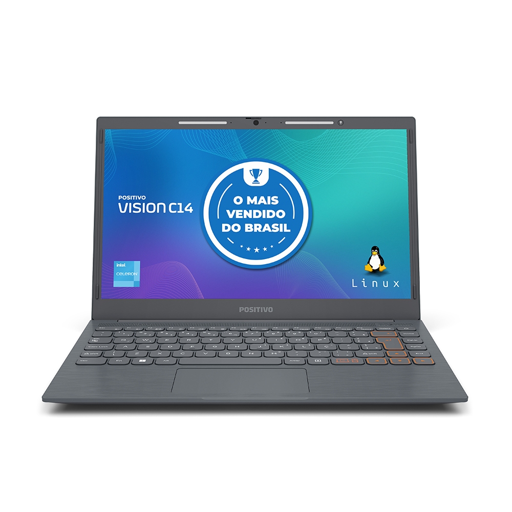 Notebook Positivo Vision C14 Intel Celeron Linux 8GB RAM 256GB 14.1 Cinza