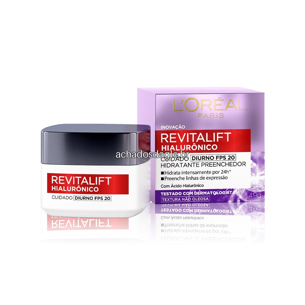 Creme Hidratante Facial Antirugas Diurno FPS 20 L'Oréal Paris Revitalift Hialurônico 49g