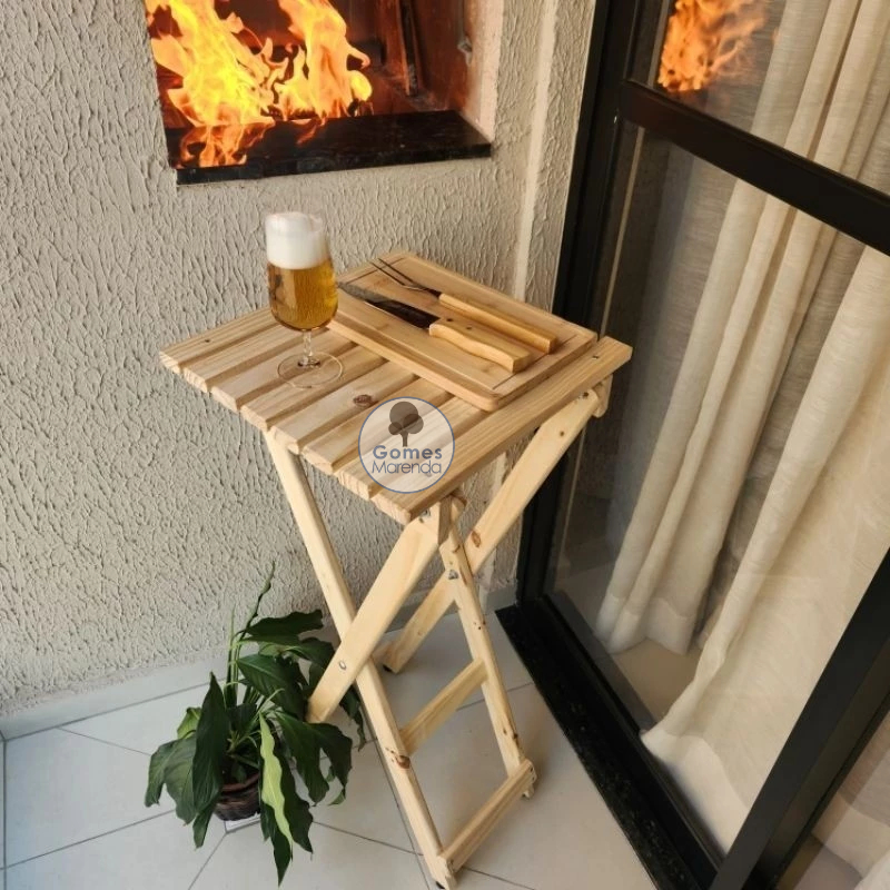 Mesa de Apoio Dobrável em Madeira Pinus
