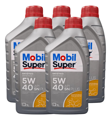 Kit 5 Óleo de Motor Mobil Super 5w-40 Sintético 1l